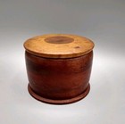 Vintage Hand Turned Wood Bowl With Lid Trinket Jewelry Or Salt Box  cracked Read