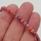 Vtg African Venetian Glass 3mm Trade Beads 16  Blue Red White Stripe Watermelon