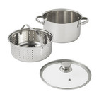 Mainstays Stainless Steel 4-quart Steamer Pot With Glass Lid  Induction Compatib