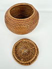 Round Handwoven Rattan Lidded Basket Small