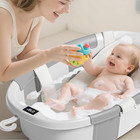 Collapsible Baby Bathtub With Soft Cushion And Thermometer  Newborn To Toddler T