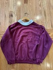Womens Medium Purple Collared Floral Graphic Pullover Cotton Blend Crochet