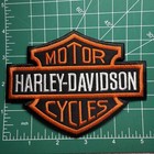     5     Harley Davidson Motorcycle Embroidered Iron On Patch Biker Mc Orange Black