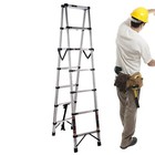 Telescoping Extension Ladder 8 5ft Multi-button Retraction 300 Lbs