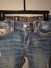 Rock Revival Aliana Distressed Embroidered Women   s Jeans Blue - Good