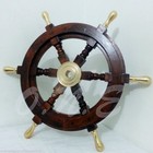 Solid Brass Handle 18  Wooden Helm Ship Wheel Boat Steering Vintage Antique Gift