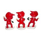 Vintage Christmas Elf Pixie Trio Ceramic Figurines Red Japan Mid-century Kitsch