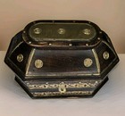 Vtg Wooden Box Brass Scroll Latch Asian Jewelry Pirate Treasure Booty Chest
