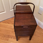 Vtg Strommen Bruk Hamar Norway Mid Century Modern Accordion Wood Sewing Box Full