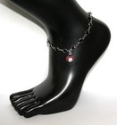 Lucky Ladybug Ankle Bracelet  Anklet  Black Crystal With Ladybird Charm With Czs