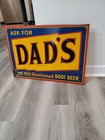 C 1950s Original Vintage Dad s Rootbeer Sign Metal Embossed Old Fashioned Soda
