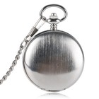 Mens Vintage Mechanical Pocket Watch Steampunk Silver Smooth Skeleton Case Chain