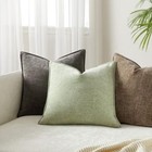Set Of 2 Light Green Chenille Throw Pillow Covers 16x16 Inch Soft Textured De   