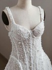 Pearl Bridal Mini Wedding Dresses Plus Size Sleevesless With Pearl And Sequin