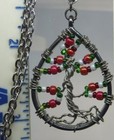 E057 Tree Of Life In Teardrop Shapped Dream Catcher Ring On 12  Chain
