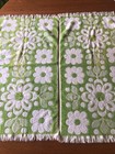 2 Vtg Cannon Monticello Bath Towel Spring Green White Daisy Flower Fringe Retro