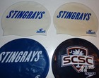 Lot Of 5 Swim Swimming Caps White   Blue Jaked Stingrays Scsc Speedo