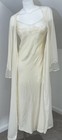 Vintage Victoria   s Secret 100  Silk Peignoir Gown Robe Set M M l Ivory Maxi 00   