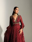 Maroon Pakistani Anarkali Dress With Intricate Hand Embroidery