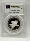 2014-p Australia  1 Pcgs Gem Proof Eagle High Relief 1oz Silver Mercanti Signed