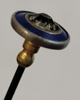 Antique Hatpin Blue Enamel Surround With Clear Bezel Set Rhinestone Center
