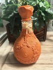 Vtg Boho 1970s Italian Molinari Sambuca Glass Decanter Bottle Orange Resin 7 