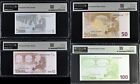 Euro Set 4  5 10 50 100 Euro 2002 P 1 P 2 P 4 P 12 Superb Gem Unc Pmg 67 Epq