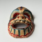 Vintage Hand Painted Wooden Skull Mask Folk Art Decor Tribal