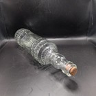 Vintage 12 Inch Tall Clear Glass Bottle Raised Design Home Decor Collectibles