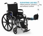 Medline Lightweight Foldable Manual Wheelchair 18  Seat Elevating Legrest 300 Lb