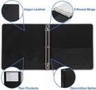 Vintage Hardback 3 Ring Leather Black Binder Professional Binder Organi