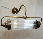 Antique Vintage Art Deco Brass   Glass Rod Ship Light Fixture Wall Sconces Lamp
