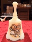 Vtg 1983 Fenton Campbell Kids Thanksgiving Pilgrim Bell Custard Uranium Glass