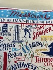 Missouri Illustrated Map Throw Pillow Landmark   City Icons Midwest Travel Decor