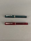 Vtg Sheaffer Calligraphy Set  2 Plastic Resin Fountain Pens  Specialty Nibs  Ink