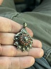 Antique Sterling 925 Silver Pendant Red Coral 2    15 1g Native American Navajo