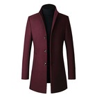 Mens Mid-length Single Breasted Coat Woolen Blend Top Trench Coat Jacket Outwear