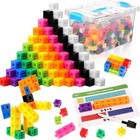 219 Pcs Math Learning Linking Cube With Activity Cards Storage Container Set  