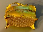 Antique Victorian Gold Tone Art Nouveau Footed Casket Jewelry Trinket Box 