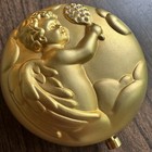 Vintage Est  e Lauder October Angel Gold Rhinestone Compact With Box  22oz 6 2g