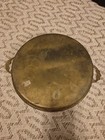 Vintage Brass Tray 11 1 8    Diameter W  Ornate Flower Handles Made In India