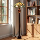 3-light Victorian Tiffany Style Amber Stained Glass Floor Lamp