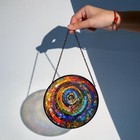 Rainbow Spiral Glass Suncatcher  Stained Glass Style Window Hanging Decor