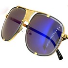 Sunglasses Gold Frame Blue Mirror Lens Fashion Pilot Sun Glasses  Beach Driving