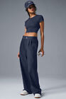 Fashion Alo Yoga Suite Up Trouser Pant Black Navy