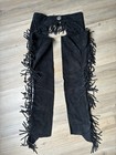 Nwot Black Equi-grip Show Chaps With Fringe Adjustable Waist 32    - 36    