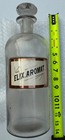 Antique Hand Blown Apothecary Pharmacy Bottle Gold Under Glass Label Elix Aromat