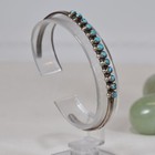 Old Pawn Navajo Stamped Sterling Silver Turquoise Nugget Cuff Row Bracelet