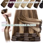 Double Drown Clip In Real Human Remy Hair Extensions Thick Full Head Highlight
