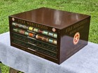 Vtg Star Mercerized Sewing Thread Old 4 Drawer Spool Display Cabinet Glass Front